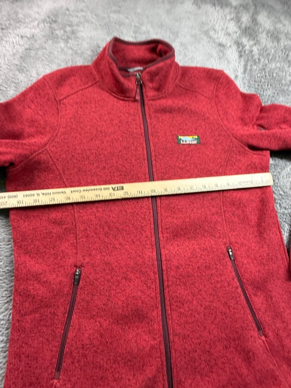 LL Bean Fleece Jacket Full Zip Heather Red Womens M Outdoor Hiking Trails - Picture 4 of 5